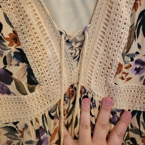 Torrid Floral Mini Dress with Crochet Detail - Picture 3 of 11